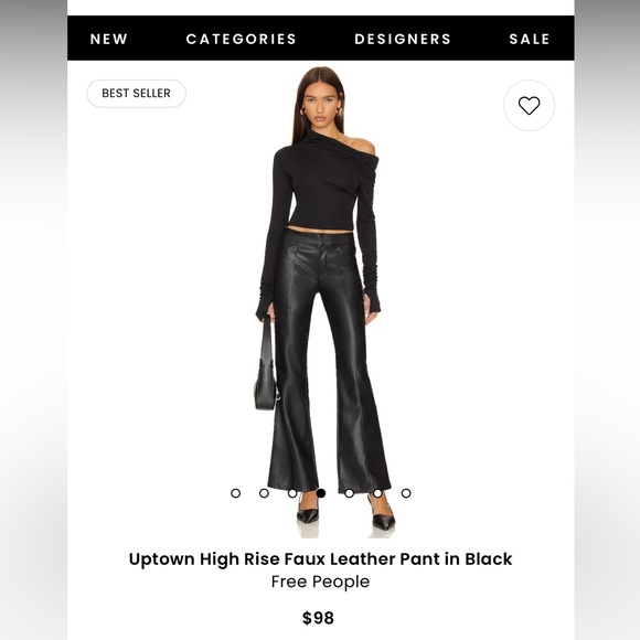 Free People Uptown High Rise Vegan Leather Pants NWT - Picture 1 of 8